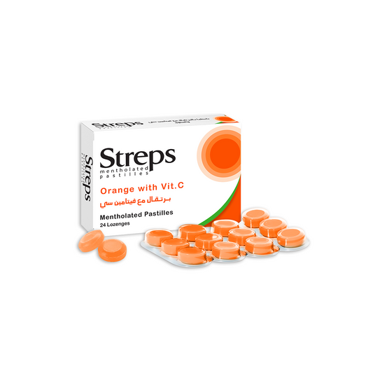 Streps Orange + Vitamin C ( Sugar Base ) Box 2 Strip